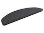 Un tapis d'escalier gris et noir avec une bordure noire.