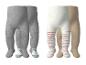 Lot de collants bébé : gris avec ours polaire, blancs rayés et beiges.