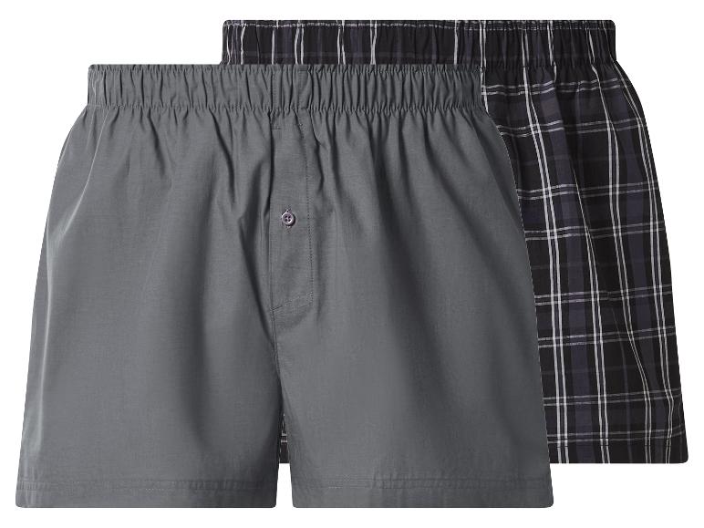 Deux boxers, un gris et un à carreaux noirs.