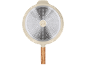 Fond d'une poêle beige avec base à induction et manche en bois