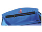 Un sac bleu avec un motif de pompier et une fermeture éclair.