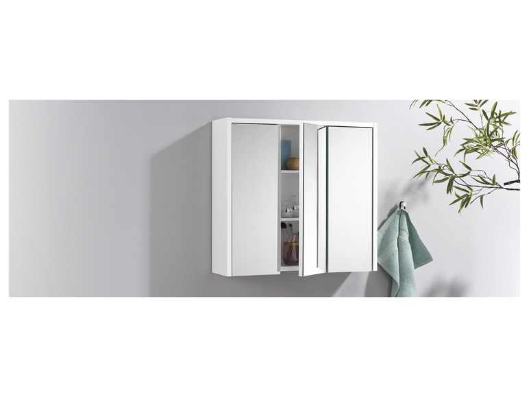 Aller en mode plein écran : LIVARNO home Armoire de salle de bain avec miroir Oslo, 65 x 60 x 17 cm, blanche - Image 9