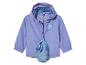 Veste imperméable violette avec capuche et une petite poche avec un imprimé floral.