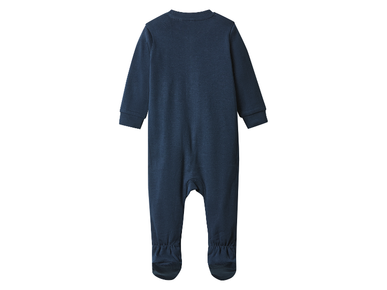Combinaison bébé bleu marine à manches longues.