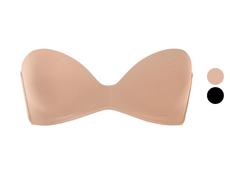 Soutien-gorge bandeau beige et noir.
