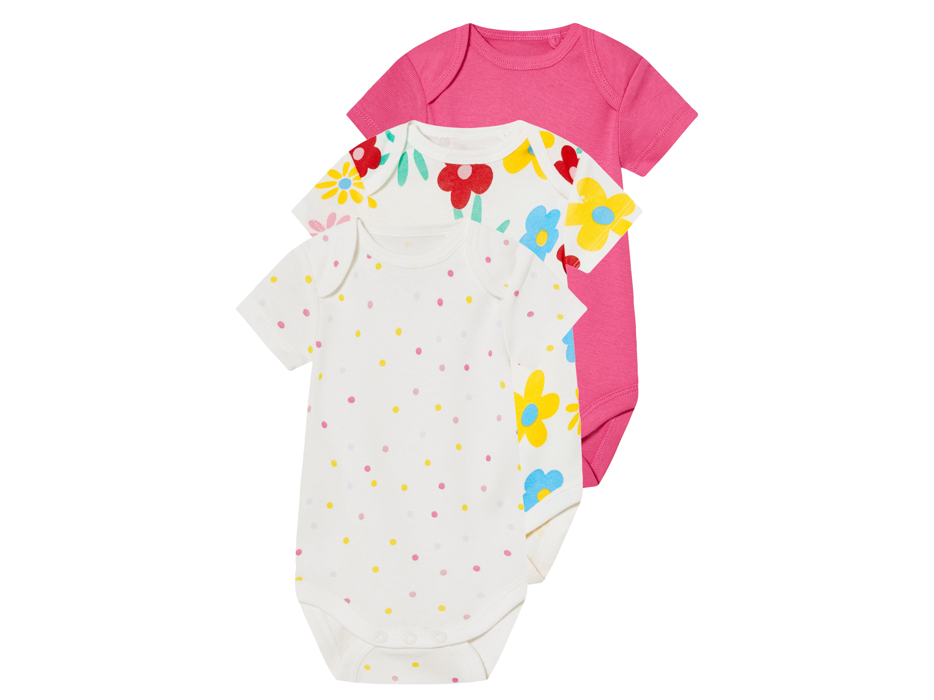 lupilu® Bodies bébé (pois blanc/rose, 0-2 mois)