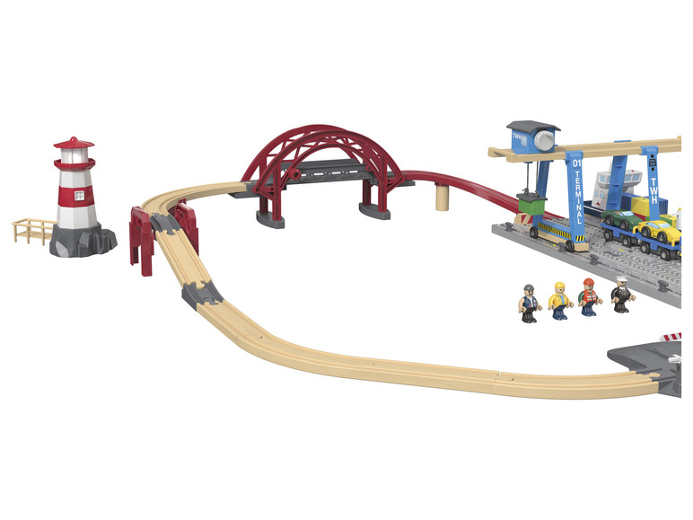 Aller en mode plein écran : Playtive Set de chemin de fer port à conteneurs en bois XL - Image 7