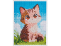 Broderie diamant représentant un adorable chaton assis dans l'herbe.