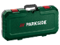 Une mallette à outils verte avec le logo blanc et rouge 'PARKSIDE'.