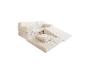 Canapé de jeu modulaire en tissu côtelé beige clair, avec deux dossiers, deux accoudoirs et des rampes