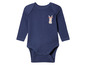 Un body bleu pour bébé avec un imprimé de lapin cowboy.