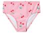 Bas de bikini rose pour enfants avec motif de cerises rouges.