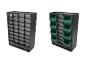 Deux armoires Parkside avec différents types de tiroirs pour organiser les outils.