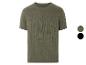 T-shirt à côtes, vert olive et noir.