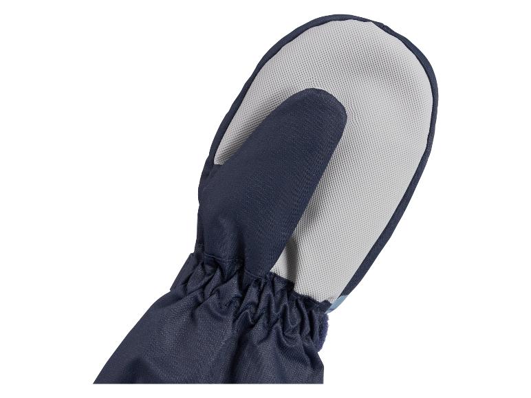 Moufles bleu marine avec paume gris clair et poignet élastique.