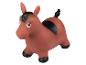 Cheval gonflable en caoutchouc marron avec crinière et queue noires pour enfants.