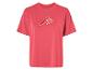 T-shirt rose à manches courtes avec logo stylisé.