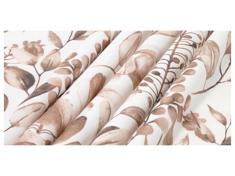 Parure de lit en satin microfibre LIVARNO home avec motif de feuilles marron.