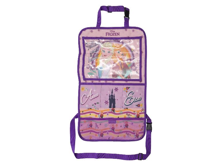Organisateur de siège de voiture Disney Frozen avec Elsa et Anna, poches et compartiment tablette.