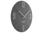 Une horloge murale Mebus grise avec des aiguilles blanches.