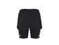 Short de course 2 en 1 noir pour homme avec détails réfléchissants.