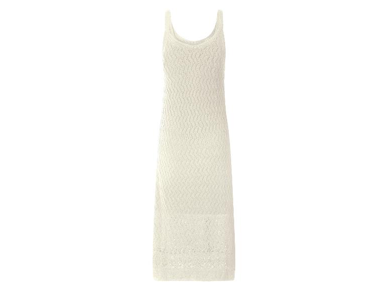Robe en maille crème à fines bretelles et motif ajouré