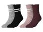 ESMARA KIDS chaussettes thermiques pour enfants, 2 paires : grises, noires, roses et bordeaux à rayures.