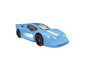 Une voiture de course bleue avec des rayures blanches