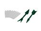 Étiquettes de jardin et outils verts pour planter des fleurs.