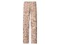 Pantalon rose pour femme avec imprimé floral et taille élastique.