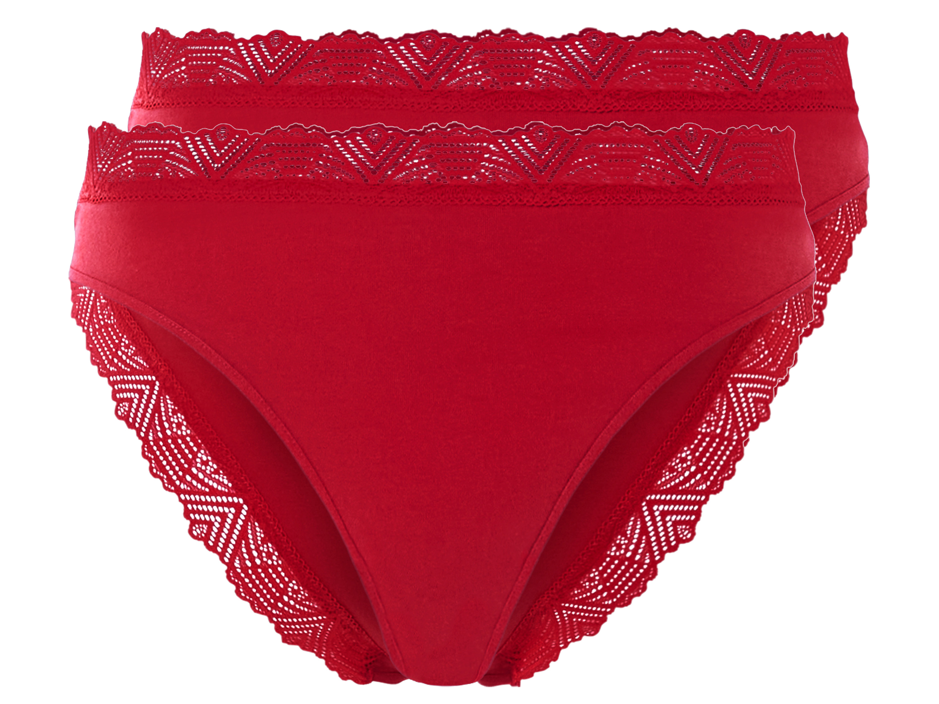 esmara® Lot de 2 culottes à dentelle femme (rouge, M (38/40))