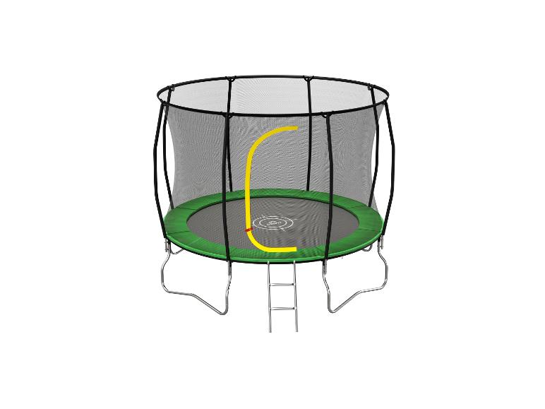Trampoline vert avec filet de sécurité et échelle