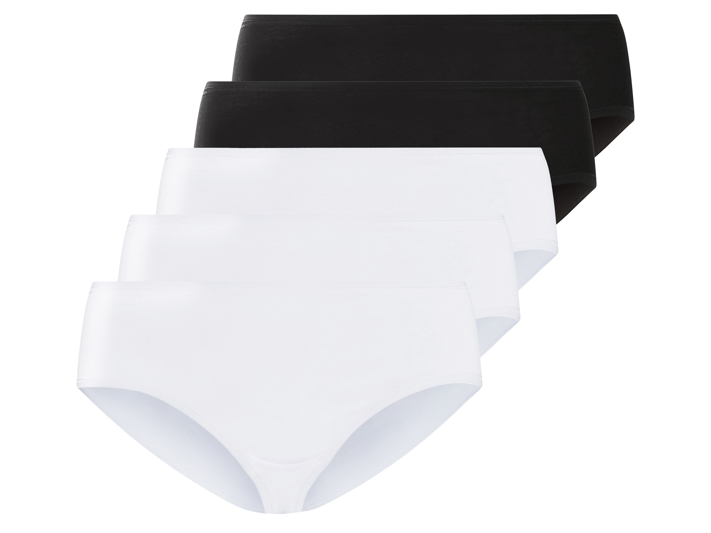 esmara® Lot de 5 hipsters femme (XXL (50/52), noir/blanc)