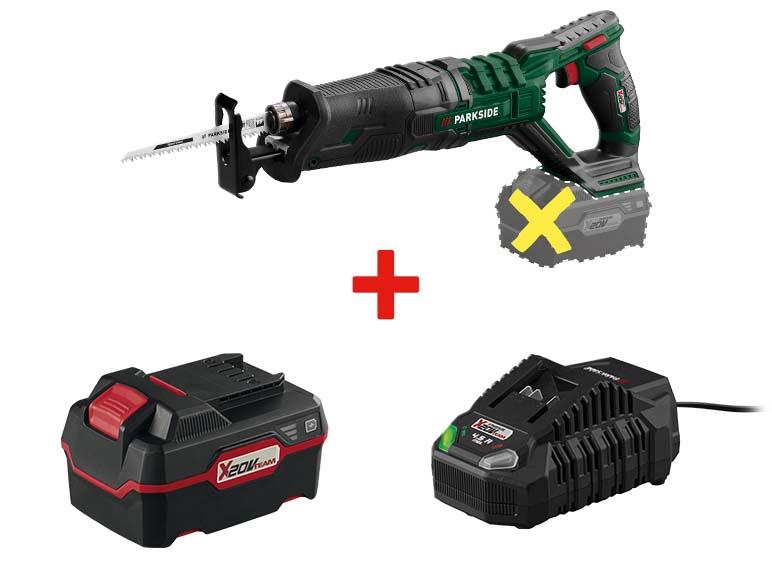 Scie sabre sans fil Parkside, batterie X20V Team et chargeur.