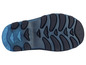 La semelle bleue d'une chaussure avec le logo 'Superga'