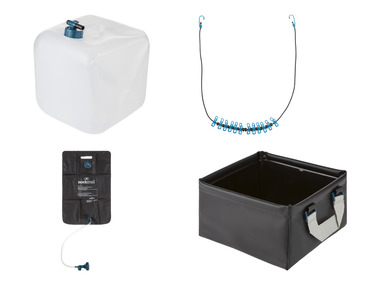Rocktrail Douche de camping 25 L, jerrican 20 L pliable, cuvette pliable ou corde à linge