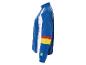 Veste de sport bleue et blanche Lidl à bandes colorées.