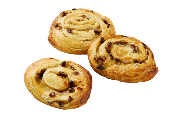 Trois escargots aux raisins dorés et en spirale