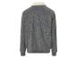 Une veste bomber grise avec un col en fourrure blanche.