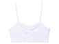 Un soutien-gorge de sport blanc côtelé avec des bretelles fines.