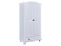 Armoire blanche à deux portes et deux tiroirs.