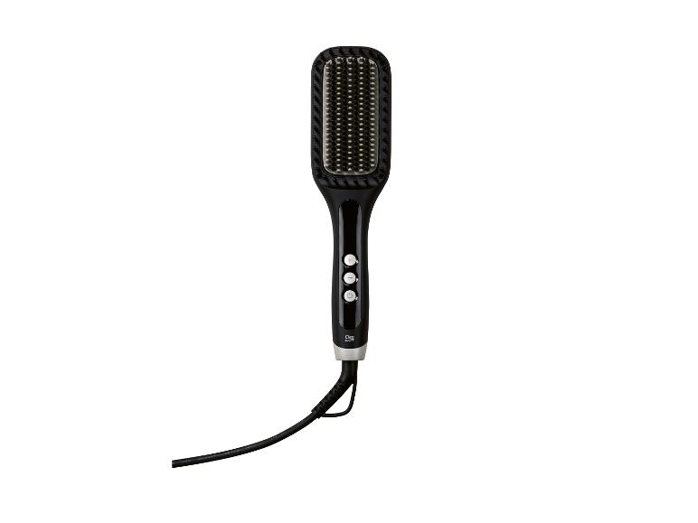 Brosse lissante noire avec boutons et cordon.