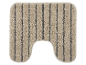 Tapis de bain en forme de U avec des rayures verticales.