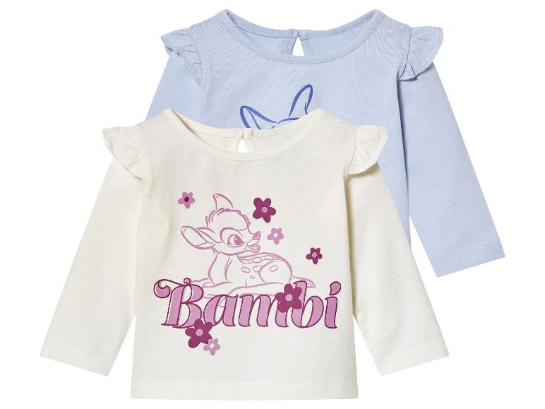 Deux t-shirts à manches longues pour bébé, l'un avec un imprimé Bambi