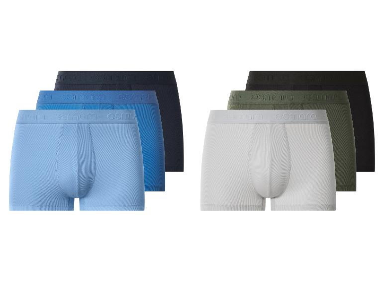 Lot de 6 boxers en coton pour homme dans les tons bleus, gris, verts et noirs.