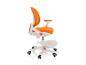 Chaise de bureau enfant orange et blanche avec roulettes et repose-pieds