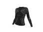 Haut de sport noir à manches longues avec motifs géométriques gris.