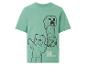 T-shirt vert à manches courtes avec imprimé de personnages de jeux vidéo et texte « SLEEP MODE ACTIVATED ».