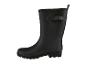 Une paire de bottes de pluie noires avec une boucle.