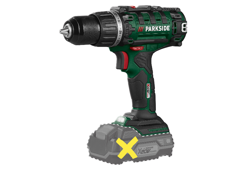 Perceuse visseuse sans fil Parkside X20V Team avec batterie.